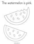 The watermelon is pink.Coloring Page