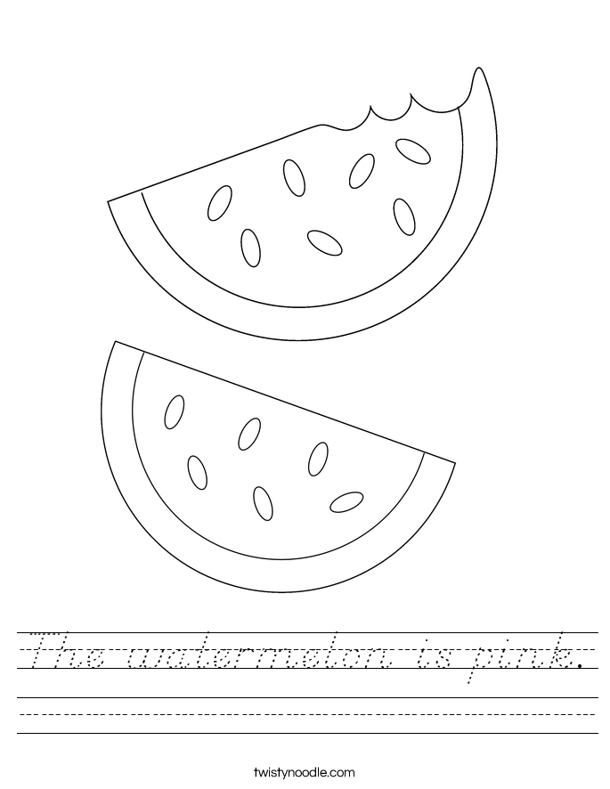 The watermelon is pink. Worksheet