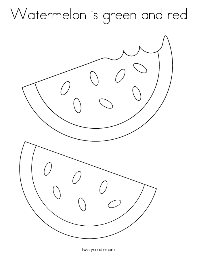 Watermelon is green and red Coloring Page