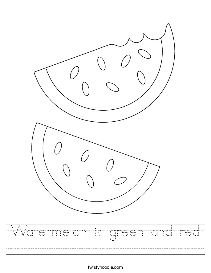 Watermelon is green and red Worksheet