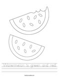 Watermelon is green and red Worksheet