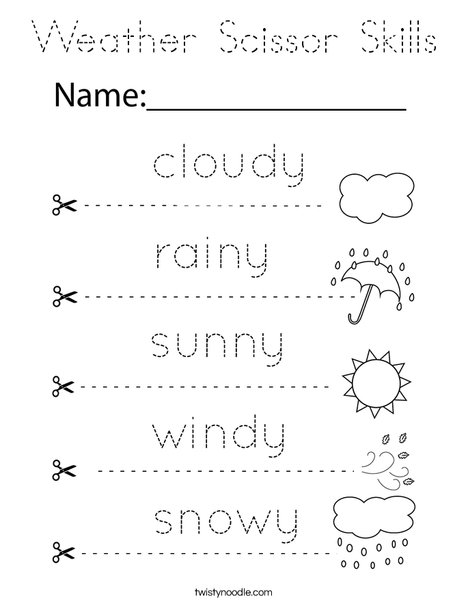 Weather Scissor Skills Coloring Page