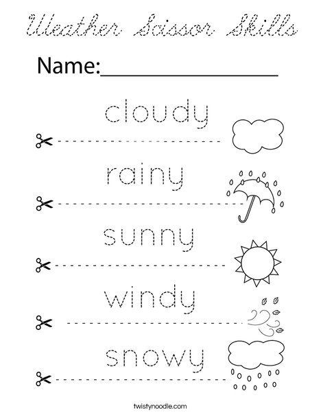 Weather Scissor Skills Coloring Page