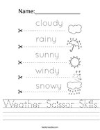 Weather Scissor Skills Handwriting Sheet