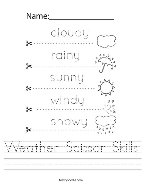 Weather Scissor Skills Worksheet Twisty Noodle Weather Scissor Skills Worksheet Twisty Noodle