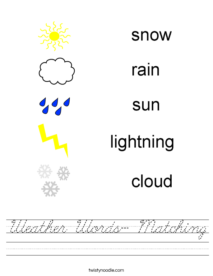 Weather Words- Matching Worksheet