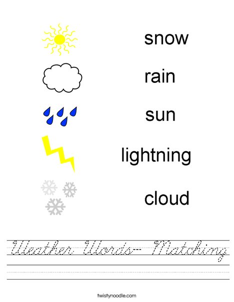Weather Words- Matching Worksheet