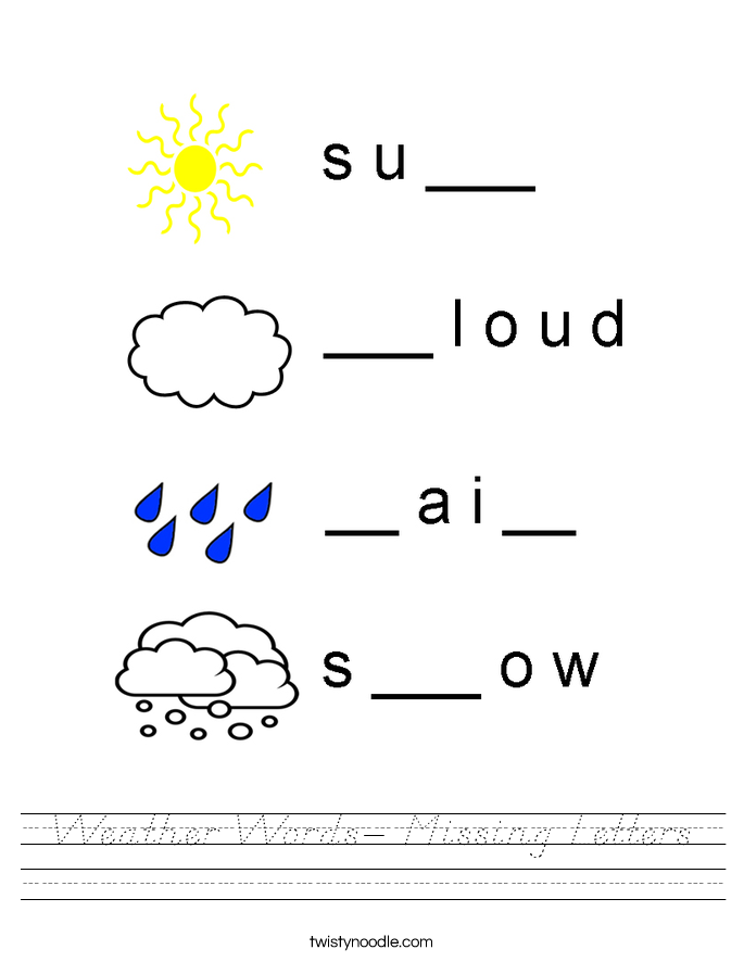 Weather Words- Missing Letters Worksheet