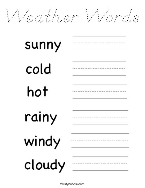 Weather Words Coloring Page