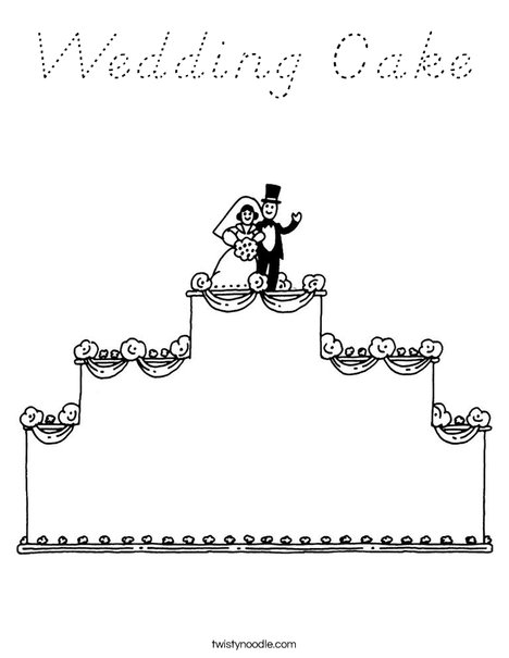 Wedding Cake with topper Coloring Page