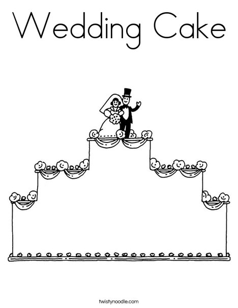Wedding Cake with topper Coloring Page