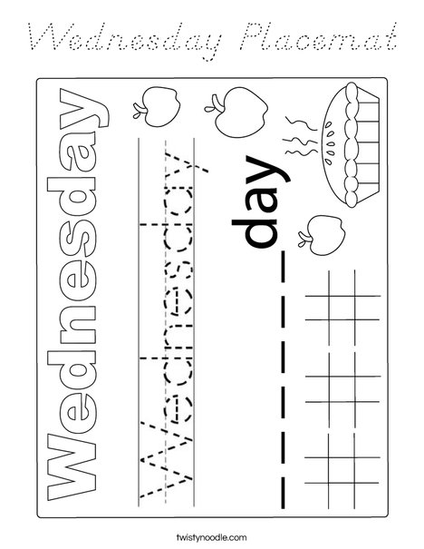 Wednesday Placemat Coloring Page