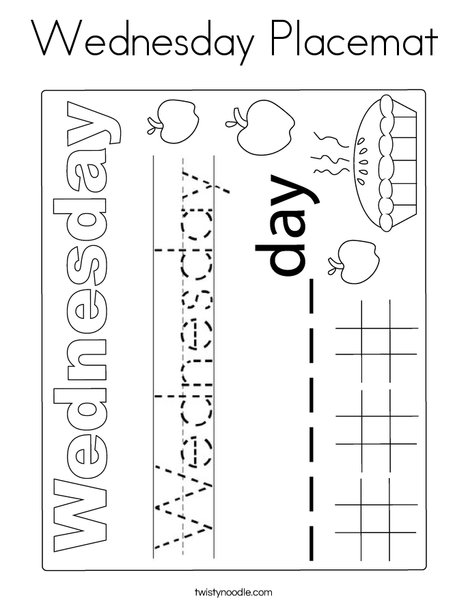 Wednesday Placemat Coloring Page