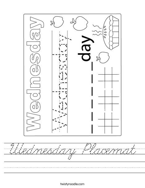 Wednesday Placemat Worksheet