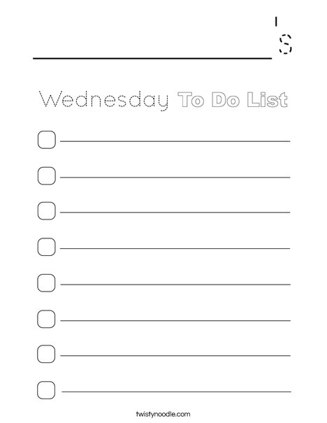 Wednesday To Do List Coloring Page