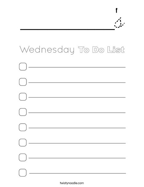 Wednesday To Do List Coloring Page