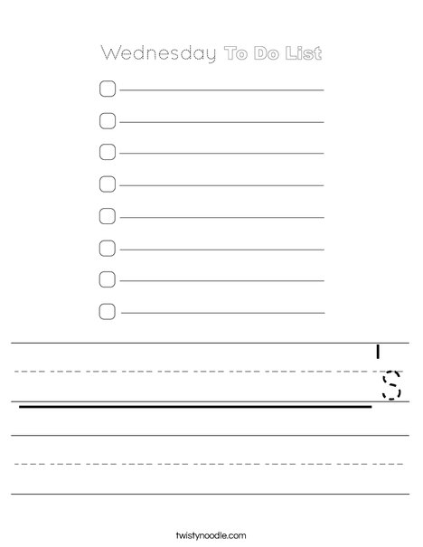 Wednesday To Do List Worksheet