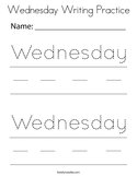 Wednesday Writing Practice Coloring Page