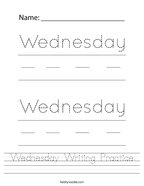 Wednesday Writing Practice Handwriting Sheet