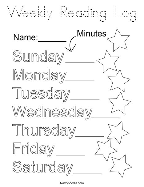 Weekly Reading Log Coloring Page