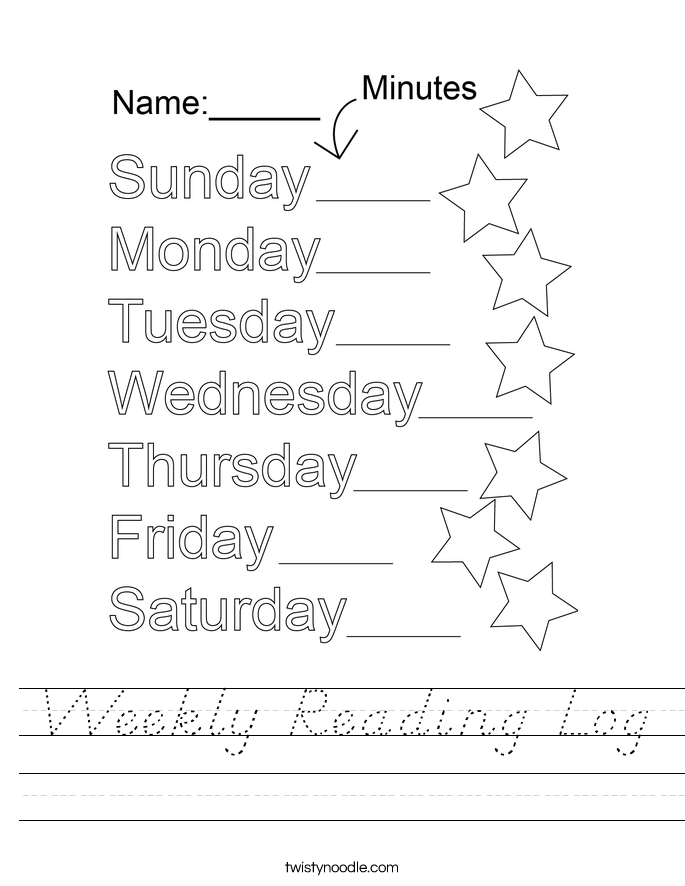 Weekly Reading Log Worksheet