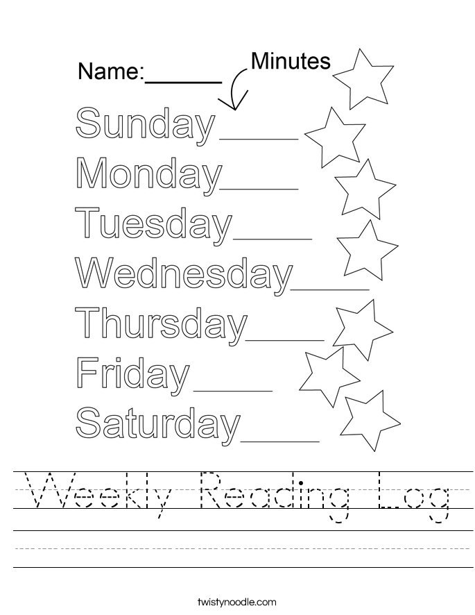 Weekly Reading Log Worksheet