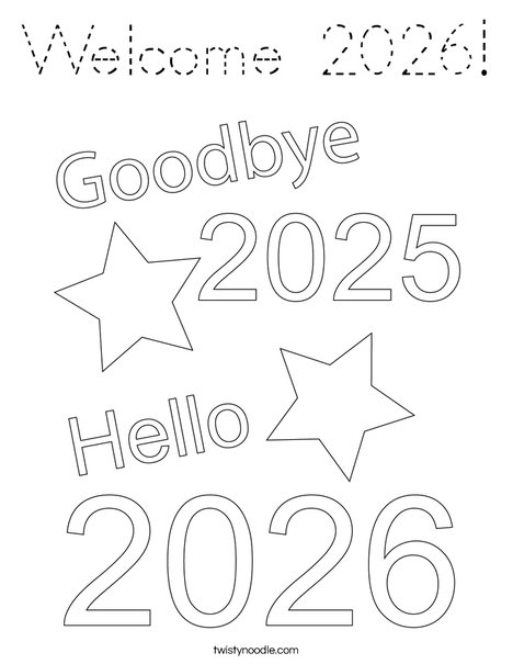 Welcome 2026! Coloring Page