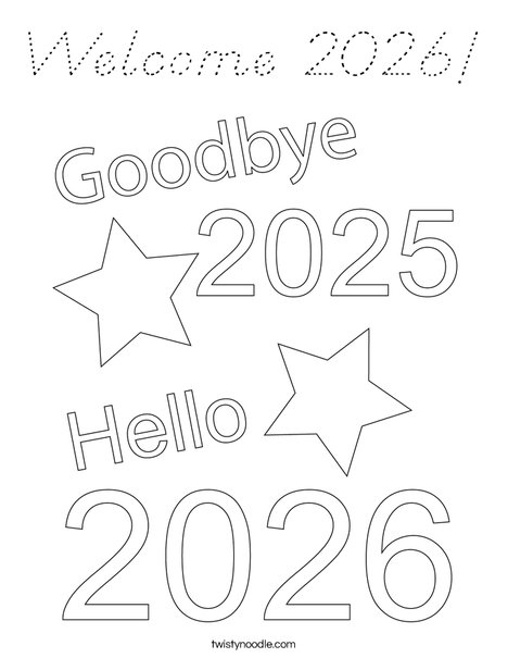 Welcome 2026! Coloring Page