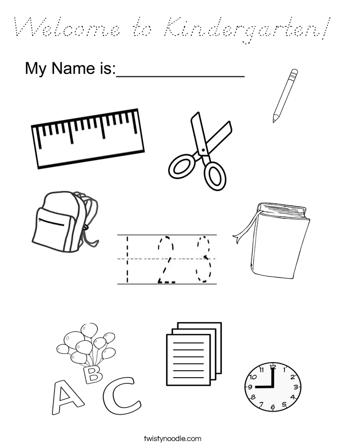 Welcome to Kindergarten! Coloring Page