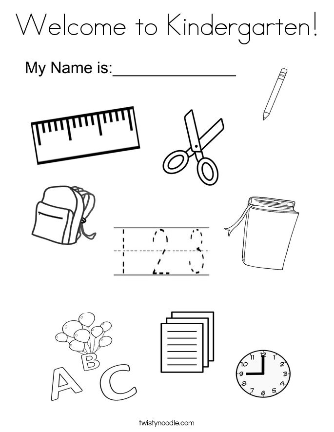 Welcome to Kindergarten! Coloring Page