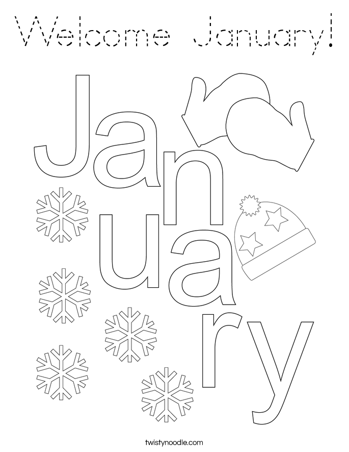 Welcome January! Coloring Page