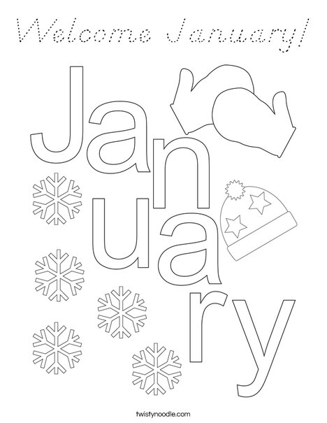 Welcome January! Coloring Page