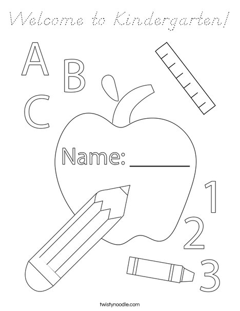 Welcome to Kindergarten! Coloring Page
