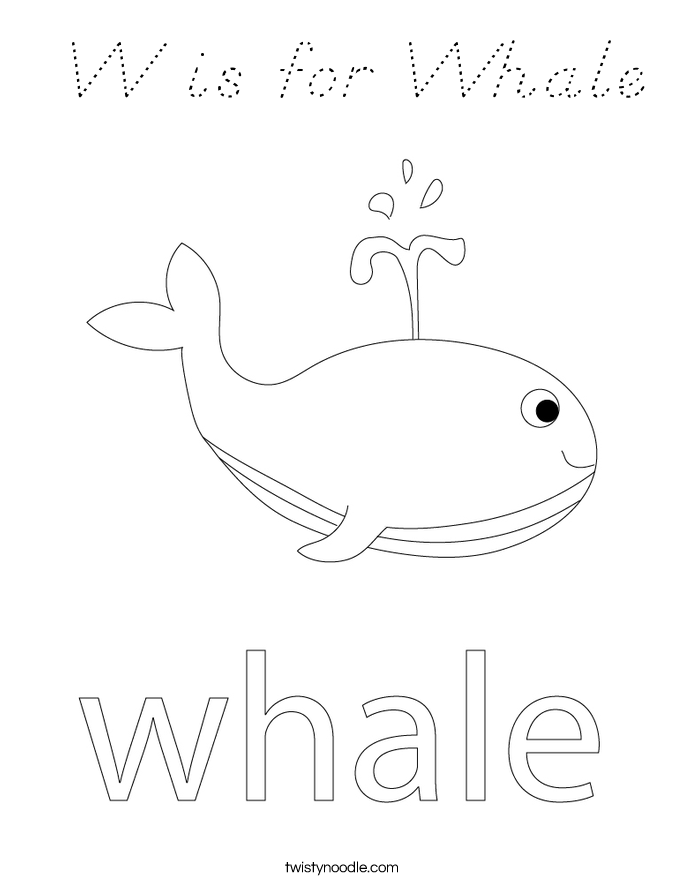  W is for Whale Coloring Page
