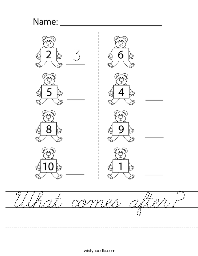 What comes after? Worksheet