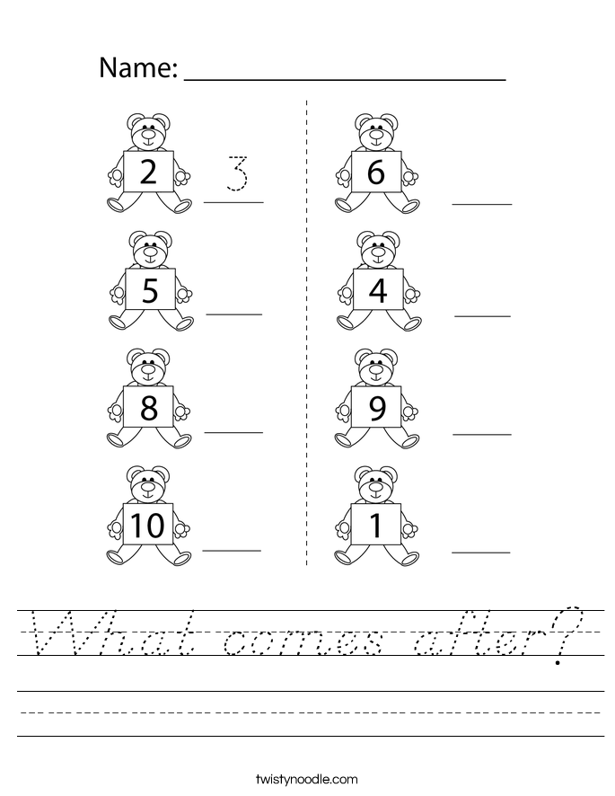 What comes after? Worksheet