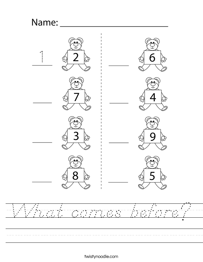 What comes before? Worksheet