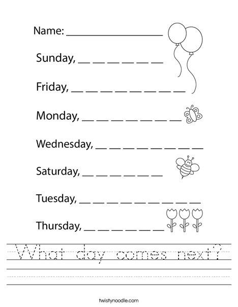 What day comes next? Worksheet