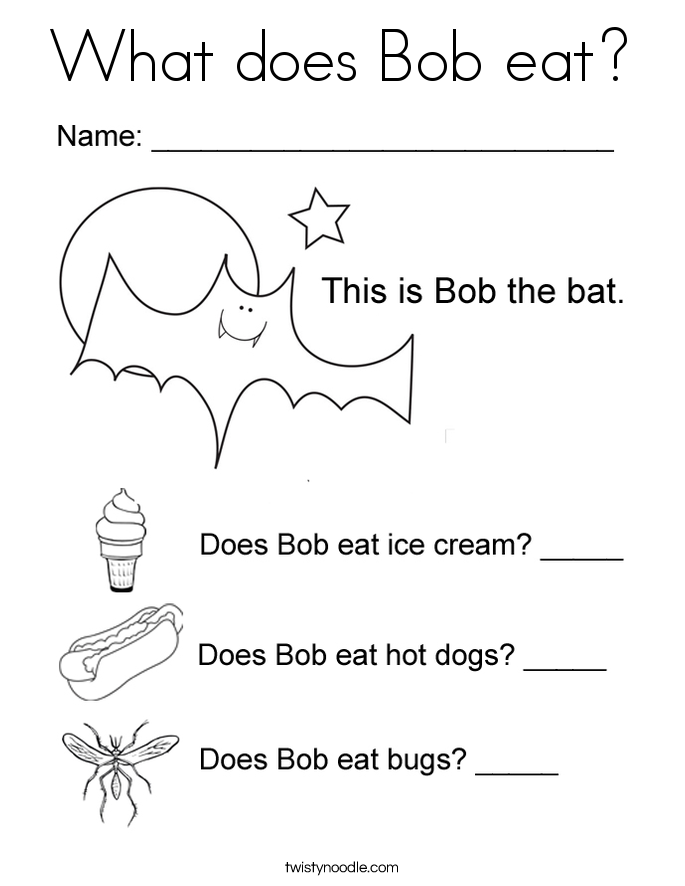 What does Bob eat? Coloring Page