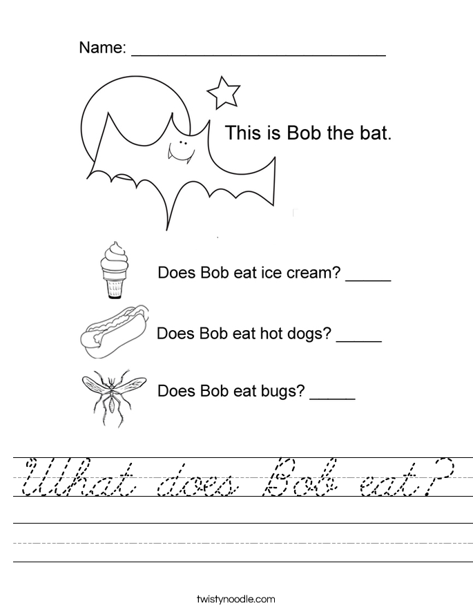 What does Bob eat? Worksheet