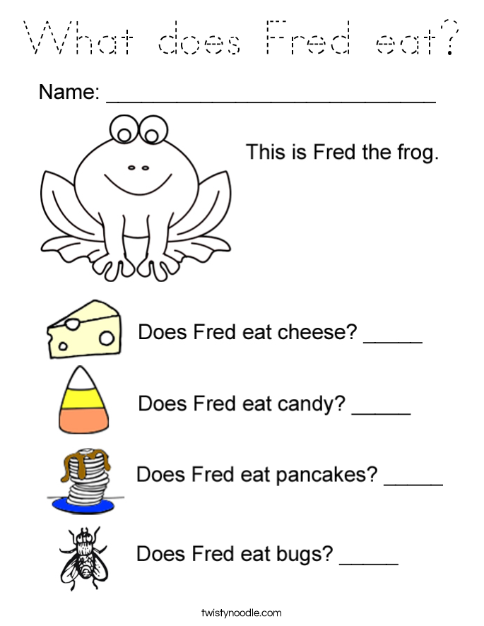 What does Fred eat? Coloring Page