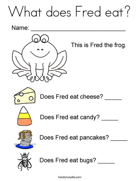 What does Fred eat? Coloring Page