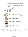 What does Fred eat? Worksheet