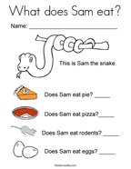 What does Sam eat Coloring Page