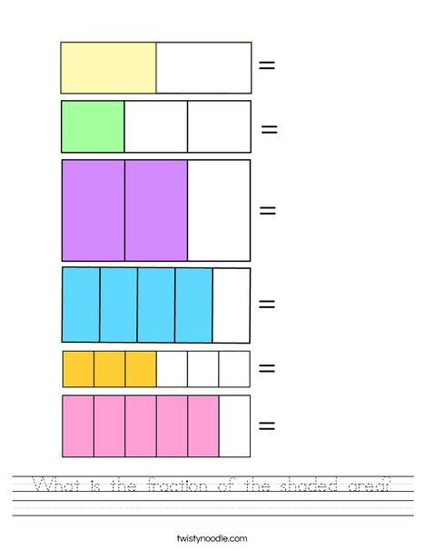 What is the fraction of the shaded area Worksheet Twisty Noodle
