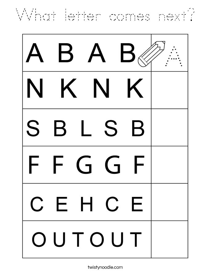 What letter comes next? Coloring Page
