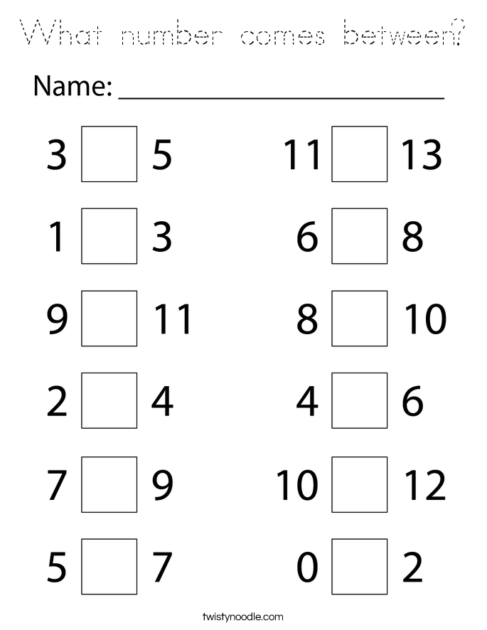 What number comes between? Coloring Page