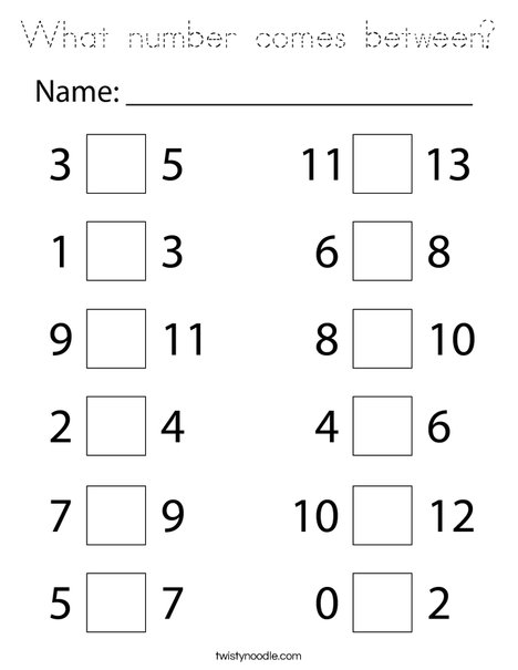 What number comes between? Coloring Page