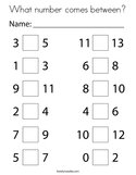 What number comes between Coloring Page