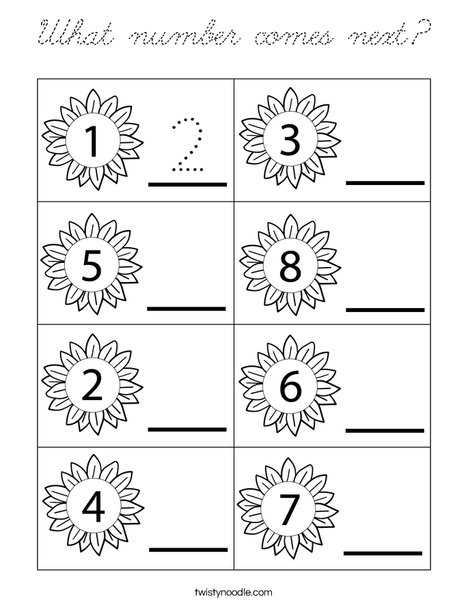 What number comes next? Coloring Page